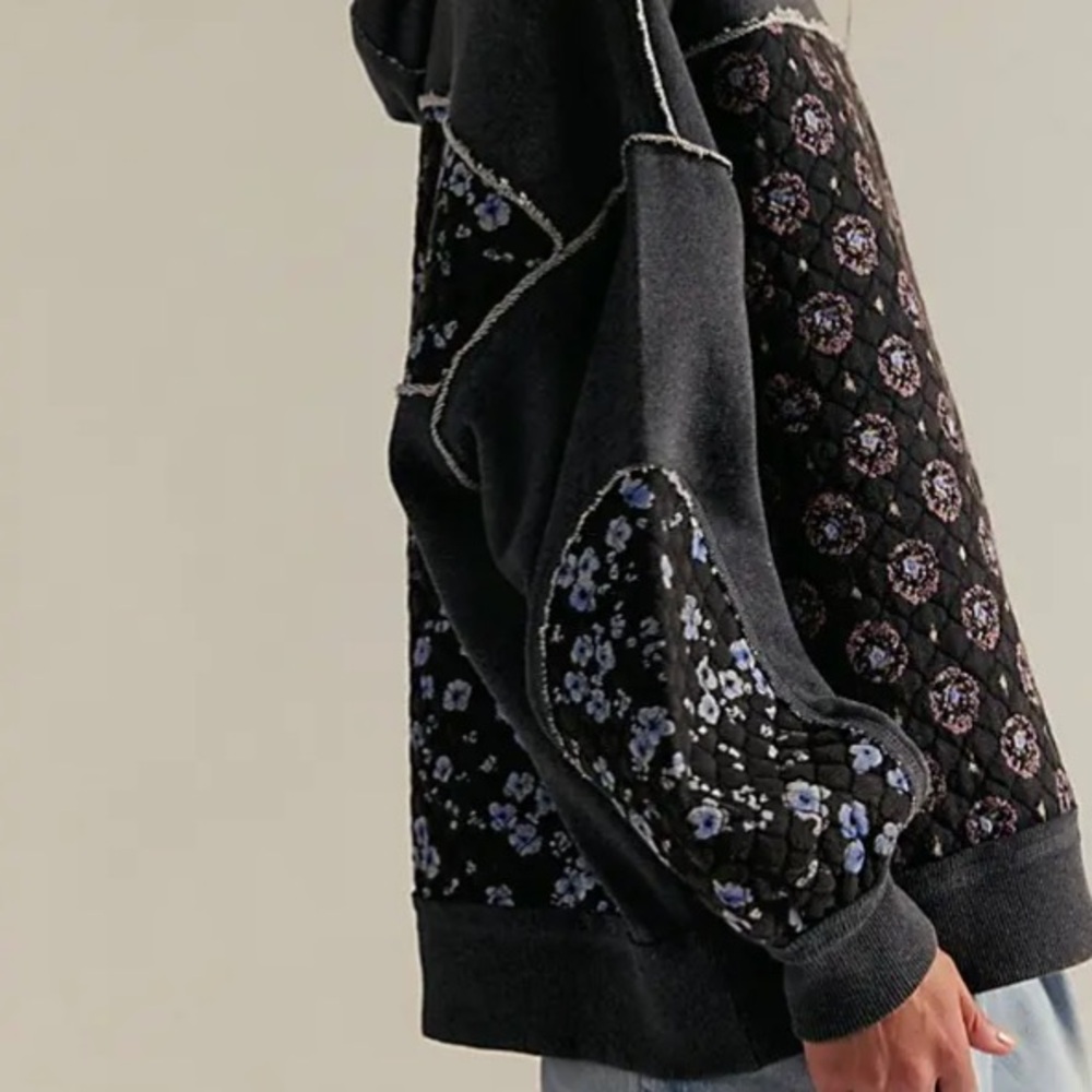 Free People Get Ditsy Hoodie-Charcoal-We The Free - Picture 3 of 8